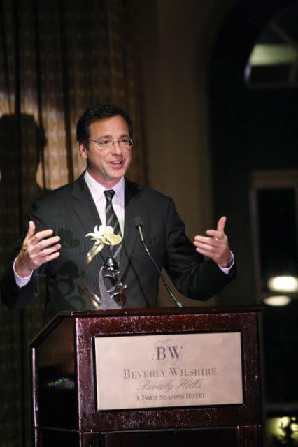 Bob Saget giving his acceptance speech